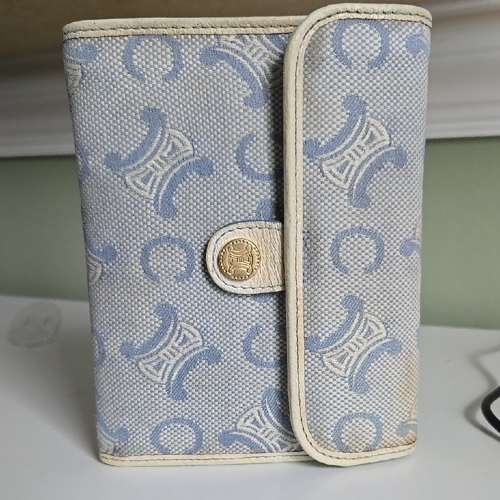 Authentic Celine Blue and Cream Wallet